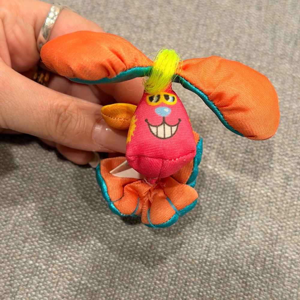 Vintage 1987 Fisher-Price Plush Puppy Toy – Colorful 80s Stuffed Animal